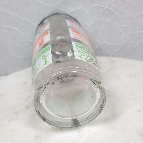 Vintage MCM Glass Cocktail Recipe Shaker 9" Silver Clear Liquor Drink Mixer - Picture 10 of 14